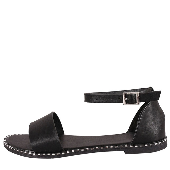 Stud Trim Casual Ankle Strap Flat Sandal Slippers - Picture 3 of 3